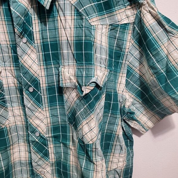 Preowned levis woven plaid button down Shirt size Xl color green/Beige - Picture 3 of 14